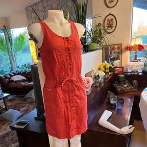 Red North Face knee length dress; size XS; organic cotton;